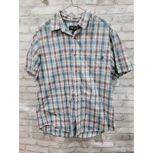 Marmot Men Northside Checkered Shirt Size‎ Medium Short Sleeve Plaid Blue Red